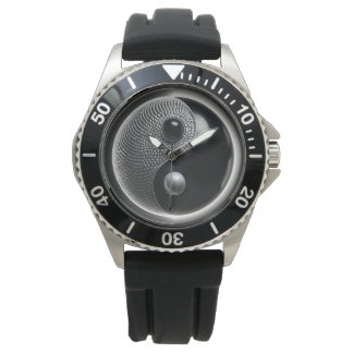 3D Zwart en Zilver Yin Yang Horloge