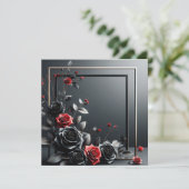 3D-zwart-rode rozen Kaart (Staand voorkant)