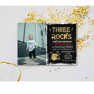 3de Birthday Rockstar fotouitnodiging Kaart