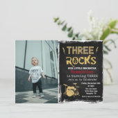 3de Birthday Rockstar fotouitnodiging Kaart (Staand voorkant)