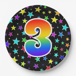 3de evenement: Vet, Fun, kleurrijke regenboog 3 Papieren Bordje