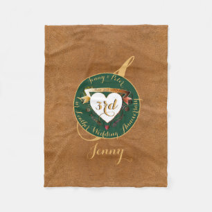 3de Jubileum Leder Afbeelding Fleece Deken