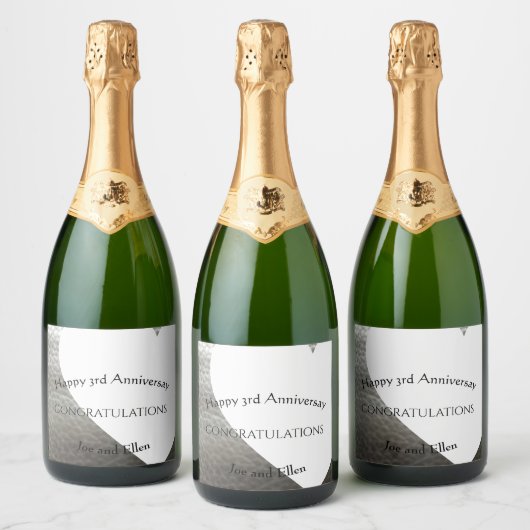 3de Jubileum, leder Jubileum Sparkling Wijnetiket (Flessen)
