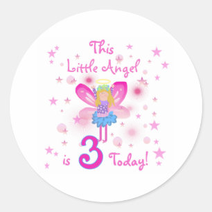3de Little Angel Birthday Ronde Sticker