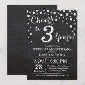 3de trouwjubileum krijtbord zwart zilver kaart (Voorkant / Achterkant)