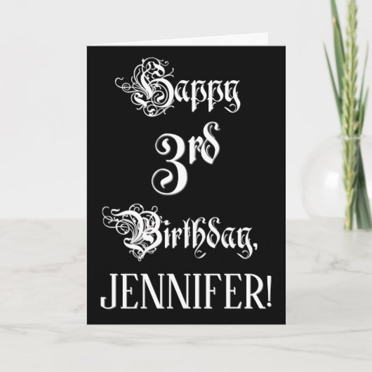 3de verjaardag: Fancy, elegant script + aangepaste Kaart (Voorkant)