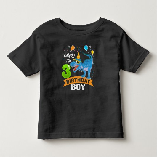 3de verjaardag Gift Boy T Rex Dinosaur 3 Kinder Shirts (Voorkant)