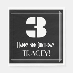 3de verjaardag: Kunst Deco Geïnspireerde kijk "3"  Servet