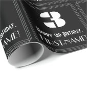 3de verjaardag: Kunst Deco Geïnspireerde look "3" Cadeaupapier (Rol Hoek)