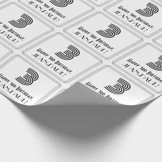 3de verjaardag: Kunst Deco Geïnspireerde stijl "3" Cadeaupapier (Hoek)