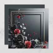 3Dimensional Zwarte & Rode Rozen Kaart (Voorkant / Achterkant)