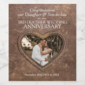 3e anniversaire de coeur de cuir étiquettes de vin (Étiquettes simples)