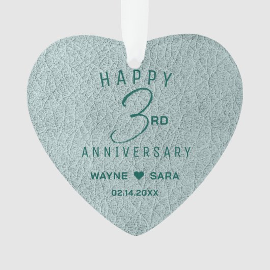 3e anniversaire du Mariage en cuir Aqua (devant)