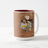 3e anniversaire du Mariage Photo Mug Coeur en cuir (Devant droit)