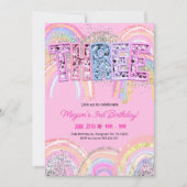 3e anniversaire Invitation Girl Editable Rainbow S (Devant)