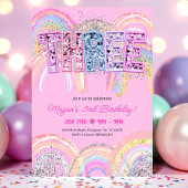 3e anniversaire Invitation Girl Editable Rainbow S