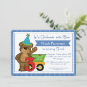 3e anniversaire Invitations de garçon Teddy Bear T (Debout devant)