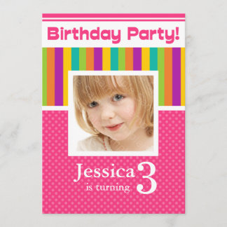 3e anniversaire Invitations Fun Neon GIRL