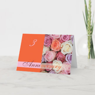 3e anniversaire Mariage Carte pastel roses