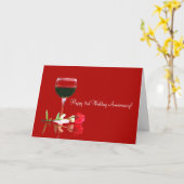 3e anniversaire Mariage vin rouge et carte Rose (Fleur jaune)