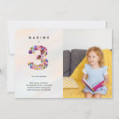 3e anniversaire Pastel Pink Florals Invitation pho (Devant)