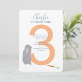 3e anniversaire personnalisé Invitation lapin mode (Debout devant)