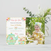 3E anniversaire Tea Party Photo Invitation (Debout devant)