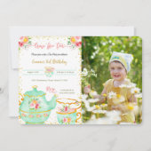 3E anniversaire Tea Party Photo Invitation (Devant)