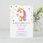 3e anniversaire Unicorn Anniversaire Invitations (Debout devant)