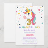 3e anniversaire Unicorn Anniversaire Invitations (Devant / Derrière)