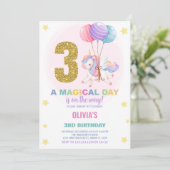 3e anniversaire Unicorn Anniversaire Invitations (Debout devant)