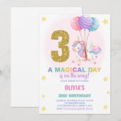 3e anniversaire Unicorn Anniversaire Invitations (Devant / Derrière)