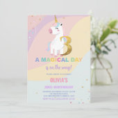 3e anniversaire Unicorn Anniversaire Invitations (Debout devant)