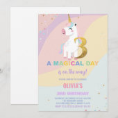 3e anniversaire Unicorn Anniversaire Invitations (Devant / Derrière)