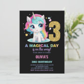 3e anniversaire Unicorn Anniversaire Invitations (Debout devant)