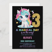 3e anniversaire Unicorn Anniversaire Invitations (Devant / Derrière)