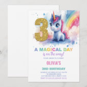 3e anniversaire Unicorn Anniversaire Invitations (Devant / Derrière)