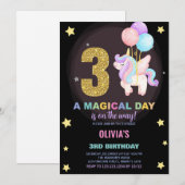 3e anniversaire Unicorn Anniversaire Invitations (Devant / Derrière)