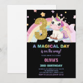 3e anniversaire Unicorn Anniversaire Invitations (Devant / Derrière)