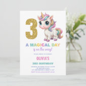 3e anniversaire Unicorn Anniversaire Invitations (Debout devant)