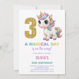 3e anniversaire Unicorn Anniversaire Invitations