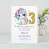 3e anniversaire Unicorn Anniversaire Invitations (Debout devant)