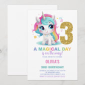 3e anniversaire Unicorn Anniversaire Invitations (Devant / Derrière)
