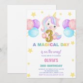 3e anniversaire Unicorn Anniversaire Invitations (Devant / Derrière)