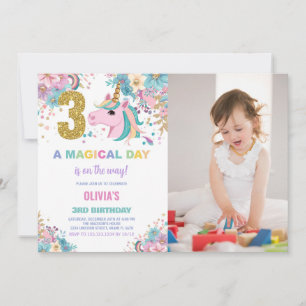 3e anniversaire Unicorn Anniversaire Invitations a