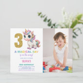 3e anniversaire Unicorn Anniversaire Invitations p (Debout devant)