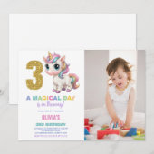 3e anniversaire Unicorn Anniversaire Invitations p (Devant / Derrière)