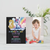 3e anniversaire Unicorn Anniversaire Invitations p (Debout devant)