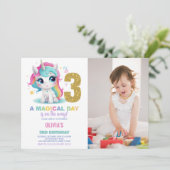 3e anniversaire Unicorn Anniversaire Invitations p (Debout devant)