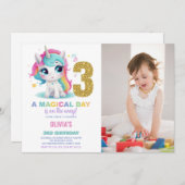 3e anniversaire Unicorn Anniversaire Invitations p (Devant / Derrière)